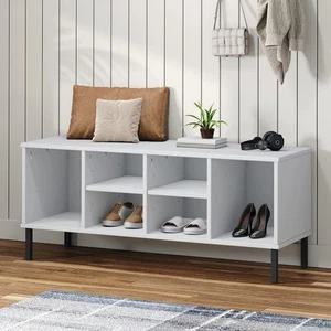 Zapatero mediano rectangular blanco madera maciza de pino - Imagen 1 de 7