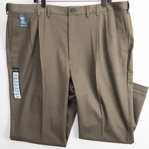 Pantalones Haggar Plisados Sin Hierro Caqui Para Hombre 46x30 Calce Clásico Tostadas Ligeros - Imagen 1 de 12