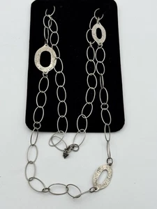 SILPADA 925 Sterling Silver Wide & Thin Ring Link Hammered Texture Necklace 35” - Picture 1 of 8