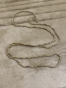 CHAN LUU Sterling Silver Gold Vermeil CHAIN NECKLACE w/SILVER BEAD STATIONS 22” - Picture 1 of 3
