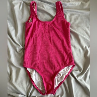 Traje de baño de una pieza rosa azul marino antiguo para niños niñas talla grande 10-12 Foto 1 de 4