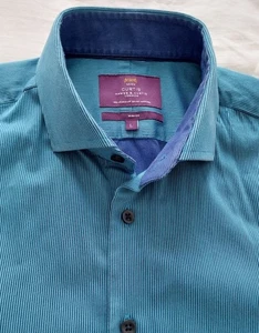 Curtis Formal - School - Casual Shirt - Turquoise w/Navy Pencil Stripe - Large - Picture 1 of 10