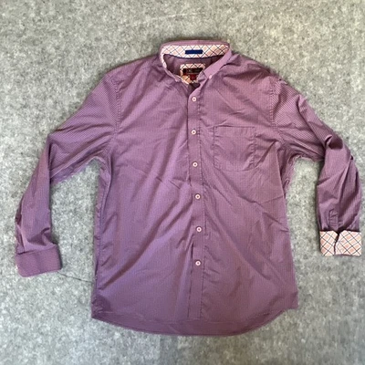 Johnston & Murphy XC4 Shirt Men Large Purple Check Extreme Comfort Flip Cuff - Image 1 of 4