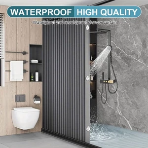 Shower Curtain Magnetic Folding Waterproof Privacy Bathroom Divider For Bathroom - Picture 1 of 16