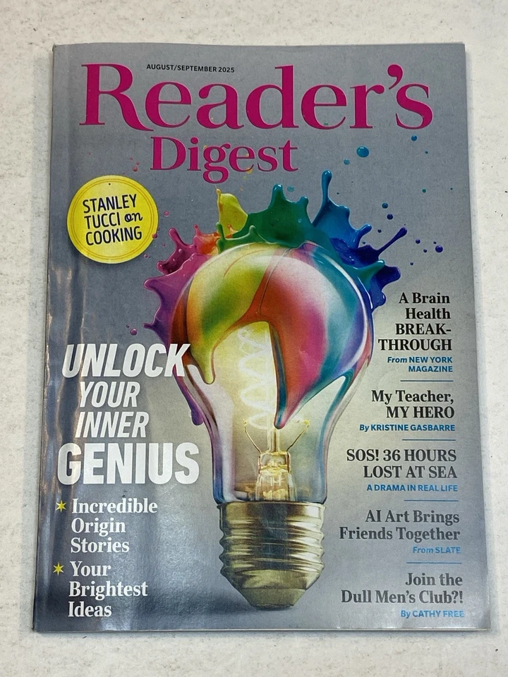 Reader's Digest Magazine Aug Sep2025 Unlock Your Genius Brain Health Bright Idea - Image 1 of 1