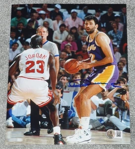 VLADE DIVAC Signed LA LAKERS vs Bulls Jordan 8x10 Photo Beckett Witness COA - Picture 1 of 1