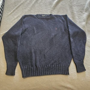 Suéter Vintage Años 90 Polo Ralph Lauren Tejido 100% Algodón Azul Marino Para Hombre Grande - Imagen 1 de 5
