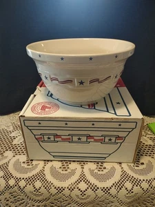 Longaberger Pottery All American Stars Stripes grande ciotola di miscelazione 10 pollici - Foto 1 di 9