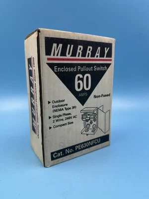 Interruptor de extracción cerrado de CA Murray 60 amperios 240 V carcasa metálica no fusible Foto 1 de 4