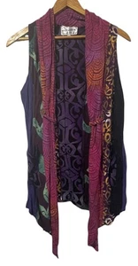 Wild Thing of Chico Wild Woman Patchwork Open Front Tunic Vest S/M Artsy Boho - Picture 1 of 10