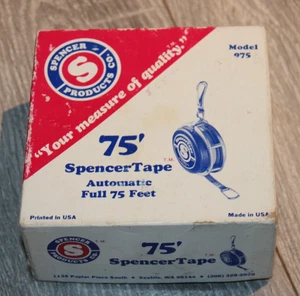 Vintage Spencer Holzfällerband mit Haken - 75 Fuß - Modell 975 (NUR SPULE KEIN BAND - Bild 1 von 5