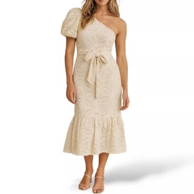 Vestido Gibson Latimer Midi Un Hombro Algodón Ojales Hombro Descubierto Grande *LEER* Foto 1 de 4