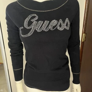 Guess Jeans Pullover T-Shirt Sweat Top Bluse Pulli Strass Schwarz Neu mit Etikett M - Bild 1 von 13