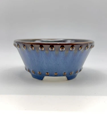 Pequeña maceta bonsai de porcelana china esmaltada azul Yixing para tamaño shohin o mame Foto 1 de 4