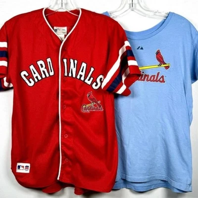 Paquete de 2 camisetas y camisetas para niñas MLB Cardinals rojas/azules manga corta talla L/XL Foto 1 de 4