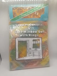 Vintage Duschvorhang & Fenster Set Ringe Vinyl Modetrend Neu aus altem Lagerbestand geometrisch  - Bild 1 von 7