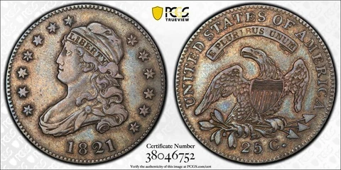 1821-P PCGS XF40 | Browning 2 - Capped Bust Quarter - 25c US Coin #34020A Cover