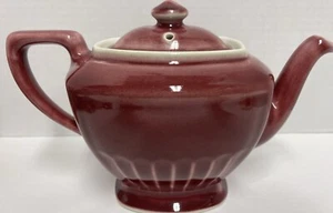 Vintage Hall Maroon Rectangle Tea Pot - Picture 1 of 12