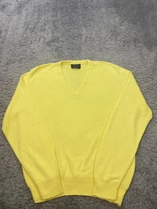 Vtg Jantzen Sweater Mens XL Yellow Acrylic Preppy V Neck Golf Pullover Made USA - Picture 1 of 9