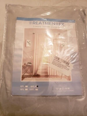 NEW 1 pair 2 panels Treatmentex Pompom Light Grey Velvet Curtains  84" Long Foto 1 de 4