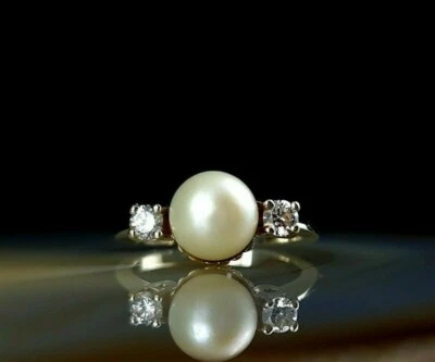 Ring Gold 585 14k Perle Weißgold 18 - 18,2 mm - elegant   - Bild 1 von 4