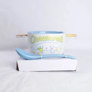 Cinnamoroll gelbe Zitronen blau Ramen Schüssel mit Essstäbchen und Suppenlöffel - Bild 1 von 9