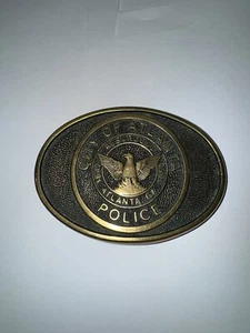 Brass Atlanta Police Department ATL APD Officer Georgia 80s Vintage Belt Buckle - Picture 1 of 12