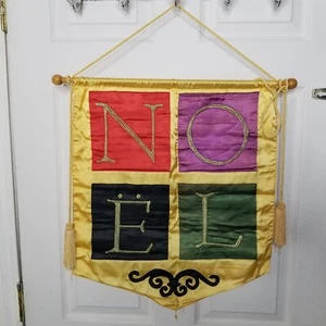 Vintage Noel Wandbehang Banner Weihnachten, Quasten, Polyester, 17"x20" - Bild 1 von 11