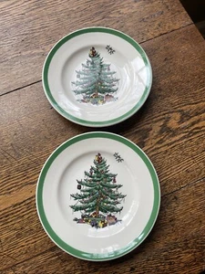 Spode Christmas Tree Bread Dessert Plates SET Of 2 - 6.5" - Picture 1 of 4