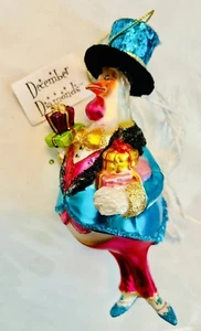 Mr. Chicken With Gifts December Diamonds Glass Christmas Ornament - Picture 1 of 3