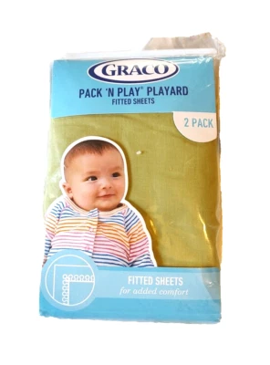Lote de 2 sábanas Graco Play Yard verde estragón musgo ajustadas 39" x 27" lavables Foto 1 de 4