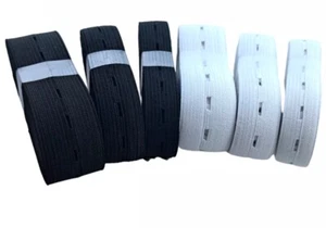 Black And White buttonhole elastic Cord /adjustable elastic band (1metre) - Picture 1 of 13
