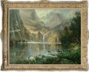 Antigua pintura al óleo maestra de arte paisaje bosque de montaña sobre lienzo 30"x40" - Imagen 1 de 2