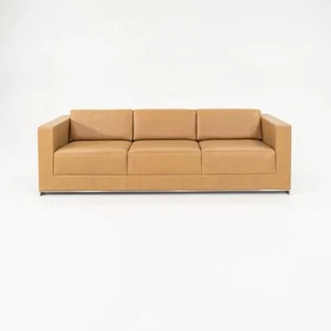 2019 Bernhardt Design B.1 Three Seat Sofa by Fabien Baron with Caramel Leather - Picture 1 of 11