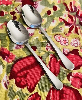 SAMBONET ITALY 18/10 Stainless Flatware SYMBOL Set of 2 Teaspoons 5.5" Airline - Image 1 of 3