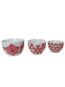 3er Set KISTEN & FASS Schalen ROT WEISS Kate Forrester Vögel Schneeflocken Blumen - Bild 1 von 22