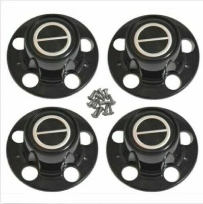 4pcs 1980-1996 FORD F150 BRONCO VAN MatteBLACK  Wheel Hub Center Caps BLACK  - Image 1 of 2