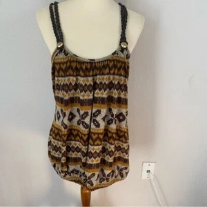 Top Tank Collection Corona Indulgenza Intrecciata Racer Back Stampa Marrone 1XL NUOVO - Foto 1 di 8