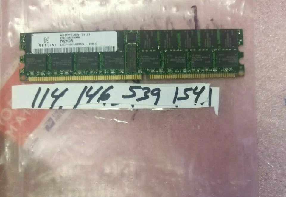 2GB DDR1 266 184p PC2100 CL2.5 36c 128x4 DDR266 2Rx4 ECC 2.5V RDIMM  ECC REG - Image 1 of 1