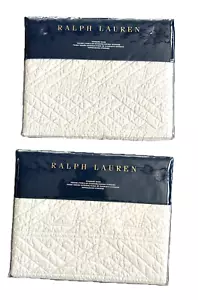 RALPH LAUREN HOME Oakfield Acolchado Estándar Falso Pergamino Blanco Nuevo con Etiquetas $185 Dos Ct - Imagen 1 de 7