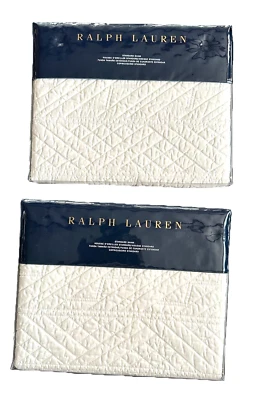 RALPH LAUREN HOME Oakfield Quilted Standard Sham SET Parchment White NWT $185 - Image 1 of 4