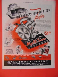 1947 MALL TOOL COMPANY Build More In Less Time photo art print ad - Picture 1 of 1