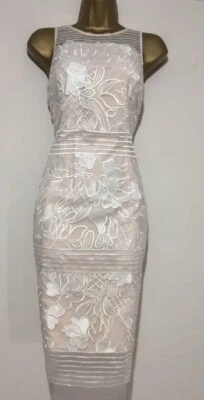 PRECIOSO VESTIDO MIDI COSTA MARFIL FLORAL NOCHE OCASIÓN BODA TALLA 16/14 Foto 1 de 4