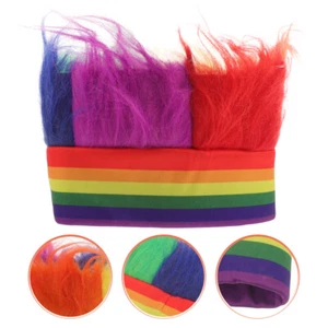 Rainbow Wig Headgear Headband Carnival Costume Funny Wigs for Adults - Picture 1 of 12