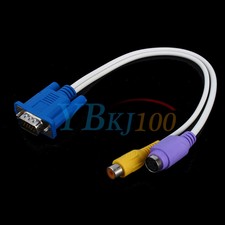 VGA SVGA TO S-Video 3RCA Composite AV TV Out Converter Adapter Cable For PC/TV