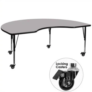 Bowery Hill 26" x 72" Kidney-Shaped Mobile Activity Table in Gray - Picture 1 of 1