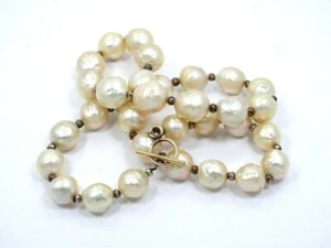 RIESIGE echte BAROCKE Süßwasser PERLE Strang Sterlingsilber Perlen 20" Halskette - Bild 1 von 9