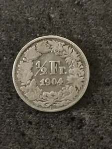 1/2 FRANC 1904 B SILBER HELVETIA STEHEND SCHWEIZ 400.000 EX. / SCHWEIZ SILBER - Bild 1 von 2