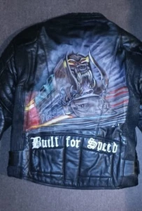 Unisex classic J&S Leather Vintage Jacket - Built for Speed biker art Motorhead - Picture 1 of 15