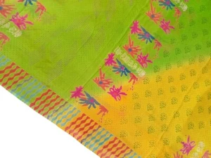 Pure Silk Saree Indian Vintage Sari Georgette Chinnon Printed Fabric PGS1803 - Picture 1 of 9